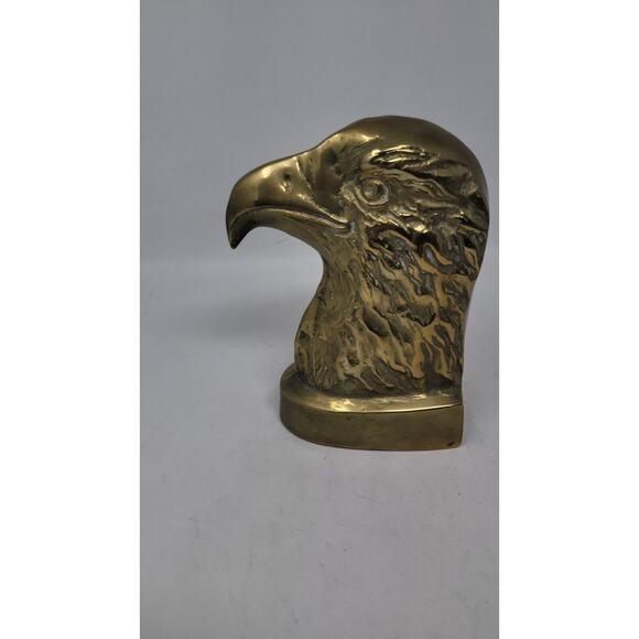 Eagle Head PAIR VTG Bookend or Brass Door Stopper Heavy "MadMen" 1950's Federal - Picture 12 of 13